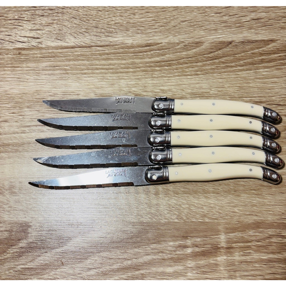 Williams Sonoma Jean Dubost Laguiole Steak Knives, Set of 5 White Made In France - Picture 6 of 8